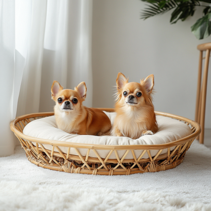 Pet bed, wicker dog bed, cat bed, American-style retro solid wood animal house furniture, Teddy Bichon Frise dog mattress - Image 3