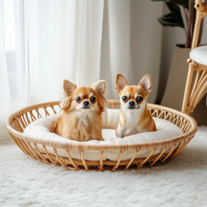 Pet bed, wicker dog bed, cat bed, American-style retro solid wood animal house furniture, Teddy Bichon Frise dog mattress - Image 8