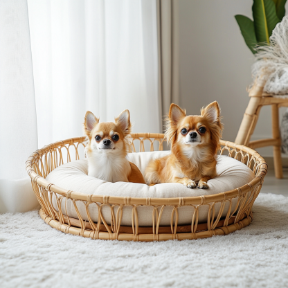 Pet bed, wicker dog bed, cat bed, American-style retro solid wood animal house furniture, Teddy Bichon Frise dog mattress - Image 7