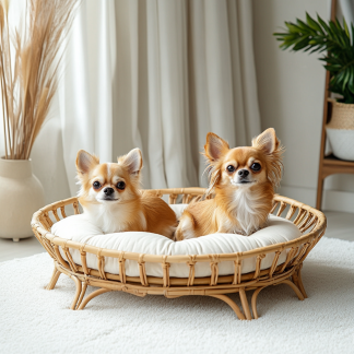 Pet bed, wicker dog bed, cat bed, American-style retro solid wood animal house furniture, Teddy Bichon Frise dog mattress