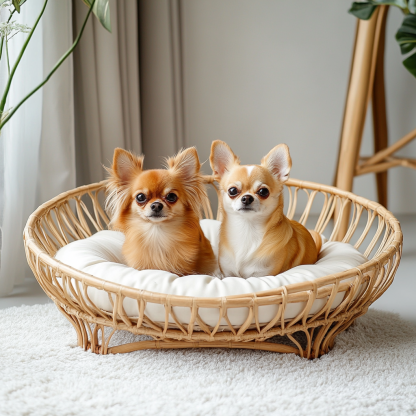 Pet bed, wicker dog bed, cat bed, American-style retro solid wood animal house furniture, Teddy Bichon Frise dog mattress - Image 5