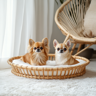 Pet bed, wicker dog bed, cat bed, American-style retro solid wood animal house furniture, Teddy Bichon Frise dog mattress