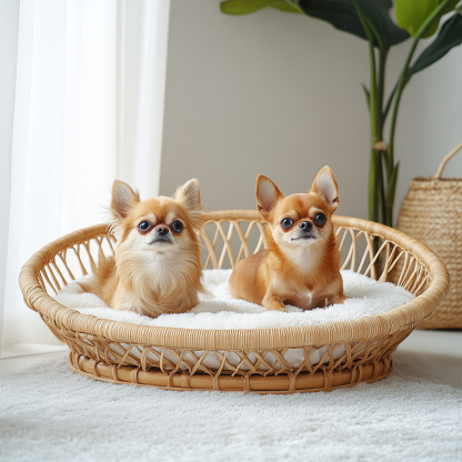 Pet bed, wicker dog bed, cat bed, American-style retro solid wood animal house furniture, Teddy Bichon Frise dog mattress - Image 4