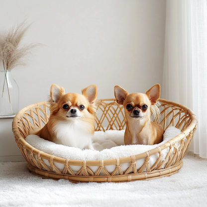 Best-selling dog beds, all-season cat beds, pet beds, rattan dog beds, rattan woven dog beds, small and medium-sized dogs, winter and summer pets - Image 2