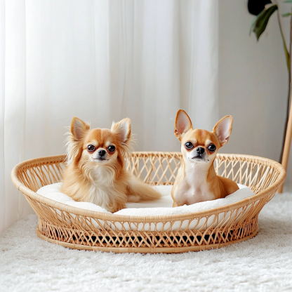 Pet bed, wicker dog bed, cat bed, American-style retro solid wood animal house furniture, Teddy Bichon Frise dog mattress - Image 3