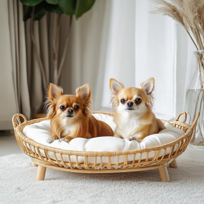 Pet bed, wicker dog bed, cat bed, American-style retro solid wood animal house furniture, Teddy Bichon Frise dog mattress - Image 4