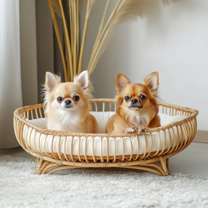 Pet bed, wicker dog bed, cat bed, American-style retro solid wood animal house furniture, Teddy Bichon Frise dog mattress - Image 3