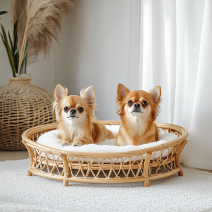 Pet bed, wicker dog bed, cat bed, American-style retro solid wood animal house furniture, Teddy Bichon Frise dog mattress - Image 2