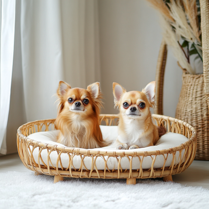 Pet bed, wicker dog bed, cat bed, American-style retro solid wood animal house furniture, Teddy Bichon Frise dog mattress - Image 2