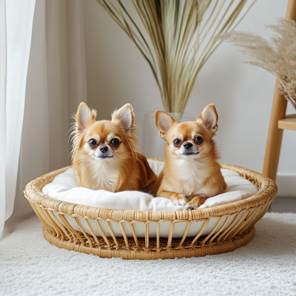 Pet bed, wicker dog bed, cat bed, American-style retro solid wood animal house furniture, Teddy Bichon Frise dog mattress - Image 4