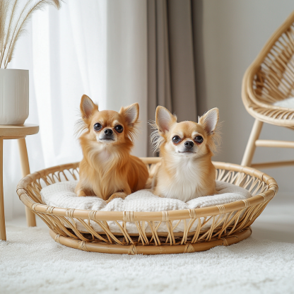 Pet bed, wicker dog bed, cat bed, American-style retro solid wood animal house furniture, Teddy Bichon Frise dog mattress - Image 2