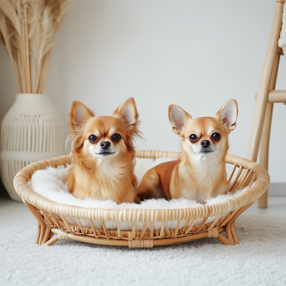 Pet bed, wicker dog bed, cat bed, American-style retro solid wood animal house furniture, Teddy Bichon Frise dog mattress - Image 5