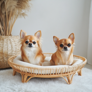Pet bed, wicker dog bed, cat bed, American-style retro solid wood animal house furniture, Teddy Bichon Frise dog mattress