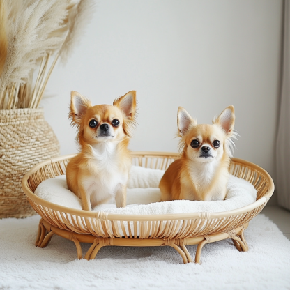 Pet bed, wicker dog bed, cat bed, American-style retro solid wood animal house furniture, Teddy Bichon Frise dog mattress - Image 3