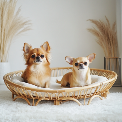 Pet bed, wicker dog bed, cat bed, American-style retro solid wood animal house furniture, Teddy Bichon Frise dog mattress - Image 2