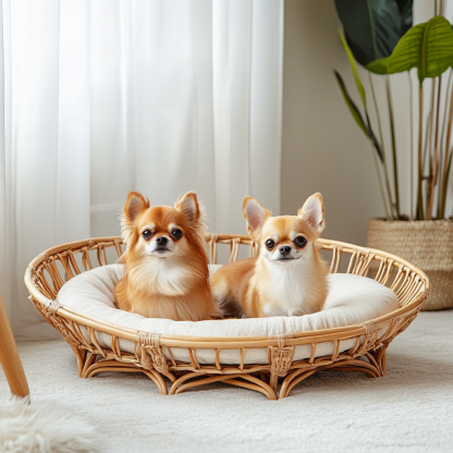 Pet bed, wicker dog bed, cat bed, American-style retro solid wood animal house furniture, Teddy Bichon Frise dog mattress - Image 5