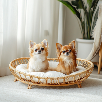 Pet bed, wicker dog bed, cat bed, American-style retro solid wood animal house furniture, Teddy Bichon Frise dog mattress - Image 4