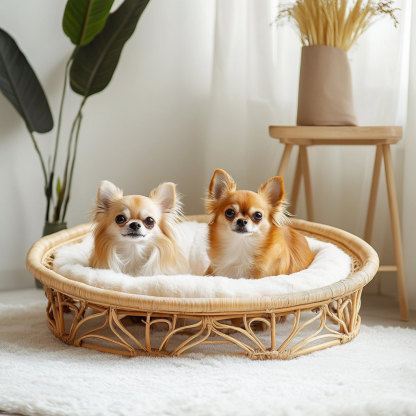 Pet bed, wicker dog bed, cat bed, American-style retro solid wood animal house furniture, Teddy Bichon Frise dog mattress - Image 3