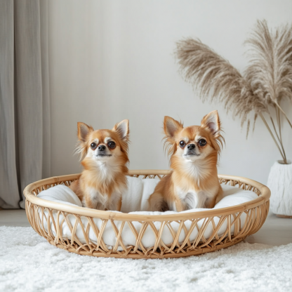 Pet bed, wicker dog bed, cat bed, American-style retro solid wood animal house furniture, Teddy Bichon Frise dog mattress - Image 5