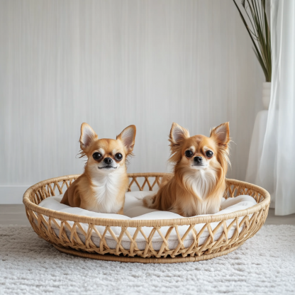 Pet bed, wicker dog bed, cat bed, American-style retro solid wood animal house furniture, Teddy Bichon Frise dog mattress - Image 4