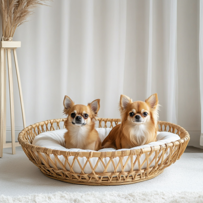 Pet bed, wicker dog bed, cat bed, American-style retro solid wood animal house furniture, Teddy Bichon Frise dog mattress - Image 3