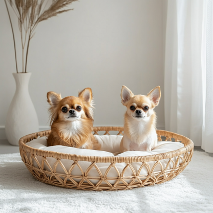 Pet bed, wicker dog bed, cat bed, American-style retro solid wood animal house furniture, Teddy Bichon Frise dog mattress - Image 2
