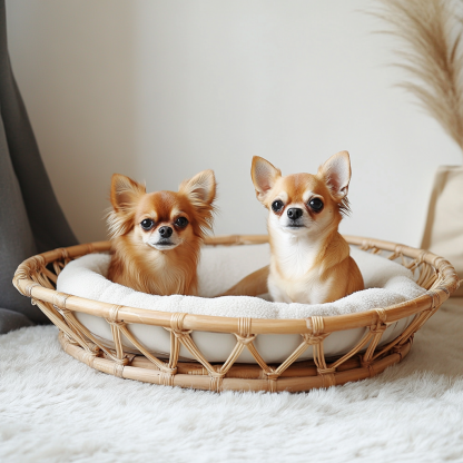 Pet bed, wicker dog bed, cat bed, American-style retro solid wood animal house furniture, Teddy Bichon Frise dog mattress - Image 4