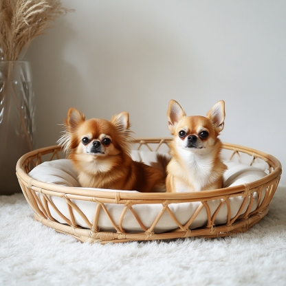 Pet bed, wicker dog bed, cat bed, American-style retro solid wood animal house furniture, Teddy Bichon Frise dog mattress - Image 3