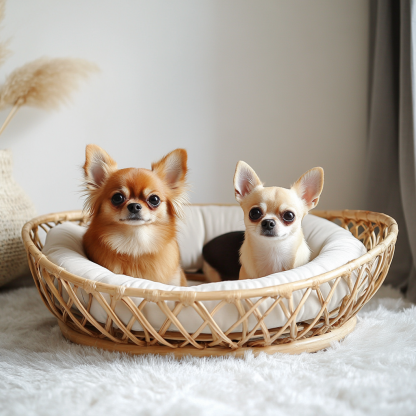 Pet bed, wicker dog bed, cat bed, American-style retro solid wood animal house furniture, Teddy Bichon Frise dog mattress - Image 2