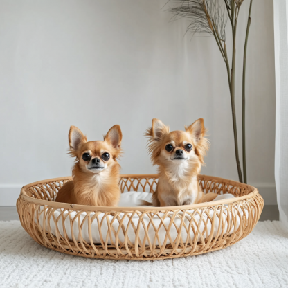Pet bed, wicker dog bed, cat bed, American-style retro solid wood animal house furniture, Teddy Bichon Frise dog mattress - Image 4