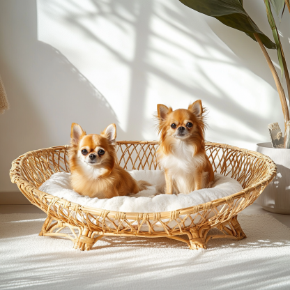 Pet bed, wicker dog bed, cat bed, American-style retro solid wood animal house furniture, Teddy Bichon Frise dog mattress - Image 3