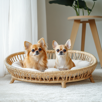 Pet bed, wicker dog bed, cat bed, American-style retro solid wood animal house furniture, Teddy Bichon Frise dog mattress - Image 5