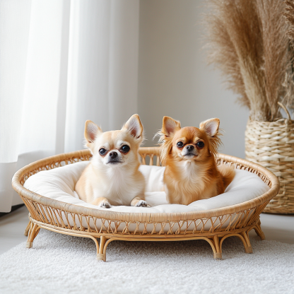 Pet bed, wicker dog bed, cat bed, American-style retro solid wood animal house furniture, Teddy Bichon Frise dog mattress - Image 4
