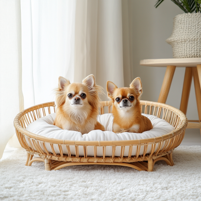 Pet bed, wicker dog bed, cat bed, American-style retro solid wood animal house furniture, Teddy Bichon Frise dog mattress - Image 3