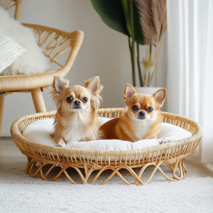 Pet bed, wicker dog bed, cat bed, American-style retro solid wood animal house furniture, Teddy Bichon Frise dog mattress - Image 2
