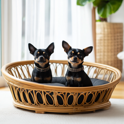 Pet bed, wicker dog bed, cat bed, American-style retro solid wood animal house furniture, Teddy Bichon Frise dog mattress - Image 9