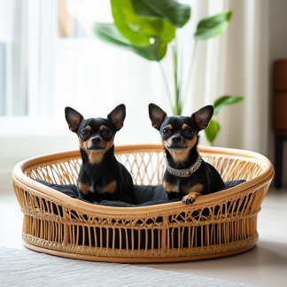 Pet bed, wicker dog bed, cat bed, American-style retro solid wood animal house furniture, Teddy Bichon Frise dog mattress
