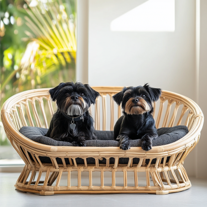 Pet bed, wicker dog bed, cat bed, American-style retro solid wood animal house furniture, Teddy Bichon Frise dog mattress - Image 9