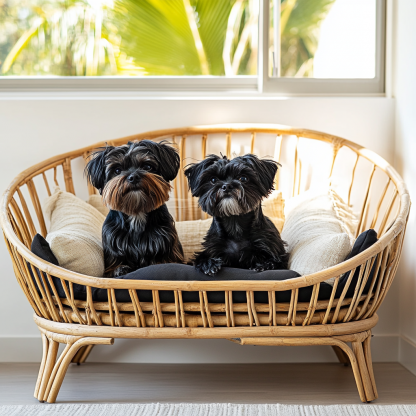Pet bed, wicker dog bed, cat bed, American-style retro solid wood animal house furniture, Teddy Bichon Frise dog mattress - Image 8
