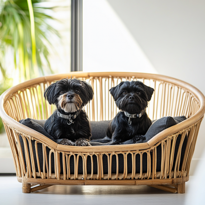 Pet bed, wicker dog bed, cat bed, American-style retro solid wood animal house furniture, Teddy Bichon Frise dog mattress - Image 7