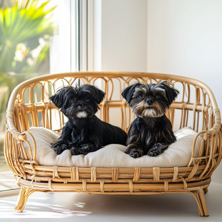 Pet bed, wicker dog bed, cat bed, American-style retro solid wood animal house furniture, Teddy Bichon Frise dog mattress
