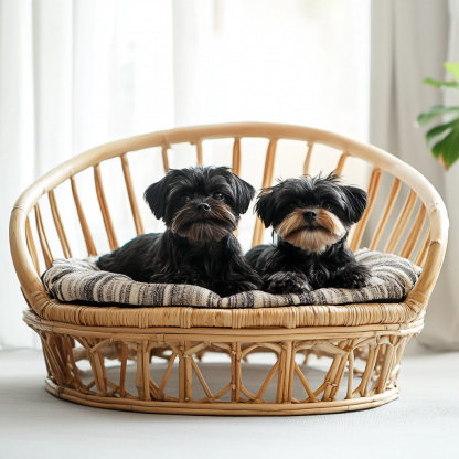 Pet bed, wicker dog bed, cat bed, American-style retro solid wood animal house furniture, Teddy Bichon Frise dog mattress - Image 9
