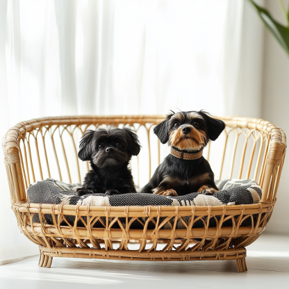 Pet bed, wicker dog bed, cat bed, American-style retro solid wood animal house furniture, Teddy Bichon Frise dog mattress - Image 7