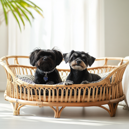 Pet bed, wicker dog bed, cat bed, American-style retro solid wood animal house furniture, Teddy Bichon Frise dog mattress - Image 6