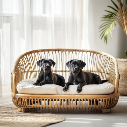 Pet bed, wicker dog bed, cat bed, American-style retro solid wood animal house furniture, Teddy Bichon Frise dog mattress - Image 9