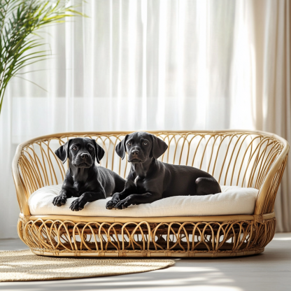 Pet bed, wicker dog bed, cat bed, American-style retro solid wood animal house furniture, Teddy Bichon Frise dog mattress - Image 8