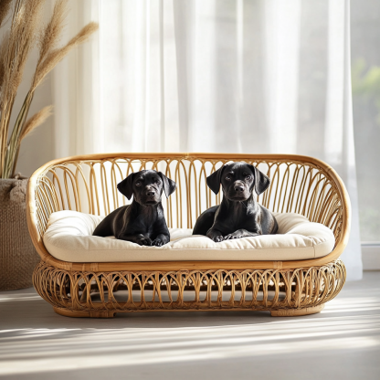 Pet bed, wicker dog bed, cat bed, American-style retro solid wood animal house furniture, Teddy Bichon Frise dog mattress - Image 7