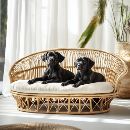 Pet bed, wicker dog bed, cat bed, American-style retro solid wood animal house furniture, Teddy Bichon Frise dog mattress - Image 6