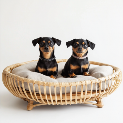 Pet bed, wicker dog bed, cat bed, American-style retro solid wood animal house furniture, Teddy Bichon Frise dog mattress - Image 9