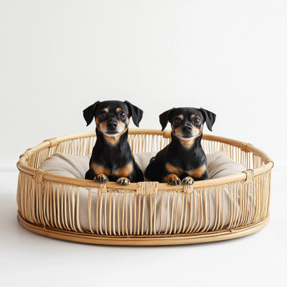 Pet bed, wicker dog bed, cat bed, American-style retro solid wood animal house furniture, Teddy Bichon Frise dog mattress - Image 5